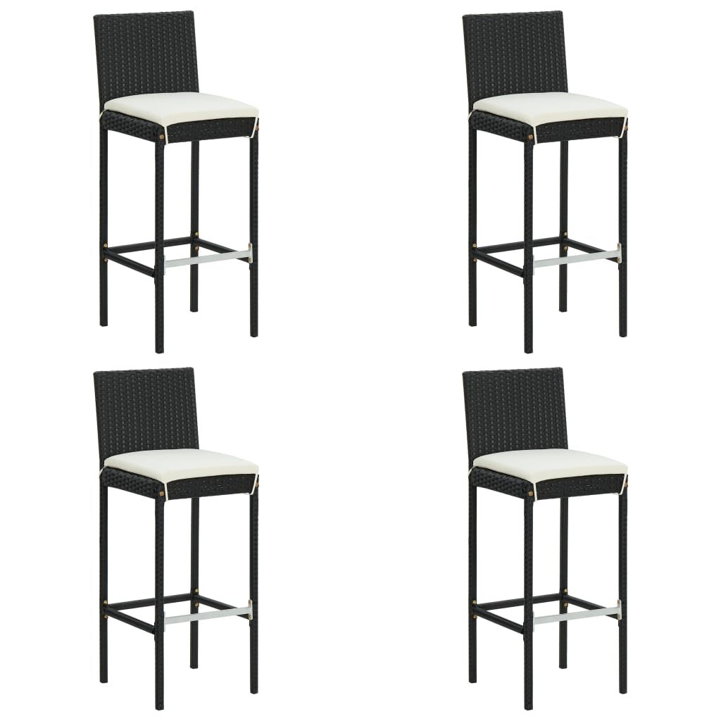 vidaXL 5 Piece Garden Bar Set with Cushions Poly Rattan Black