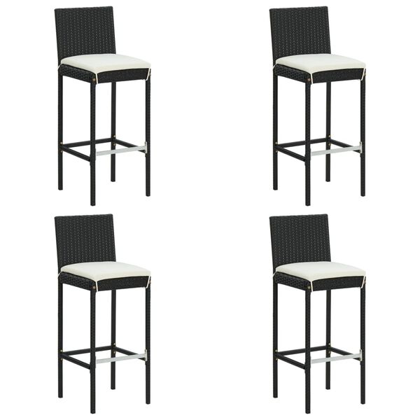 vidaXL 5 Piece Garden Bar Set with Cushions Poly Rattan Black