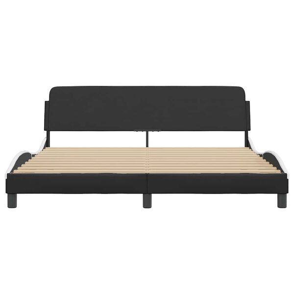 vidaXL Bed Frame "Dover" Black and White 183x213 cm Faux Leather