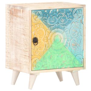 vidaXL Carved Bedside Cabinet 40x30x50 cm Solid Acacia Wood