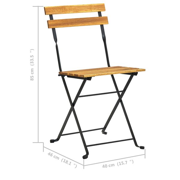 vidaXL 3 Piece Folding Bistro Set Solid Acacia Wood