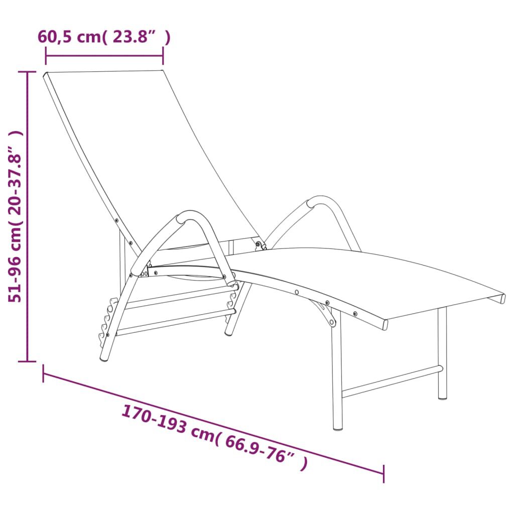 vidaXL Sun Lounger Textilene and Aluminium Black