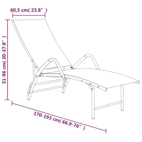 vidaXL Sun Lounger Textilene and Aluminium Black