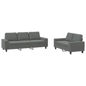 vidaXL 2 Piece Sofa Set Dark Grey Fabric