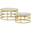vidaXL 2 Piece Coffee Table Set Marble Brass and White