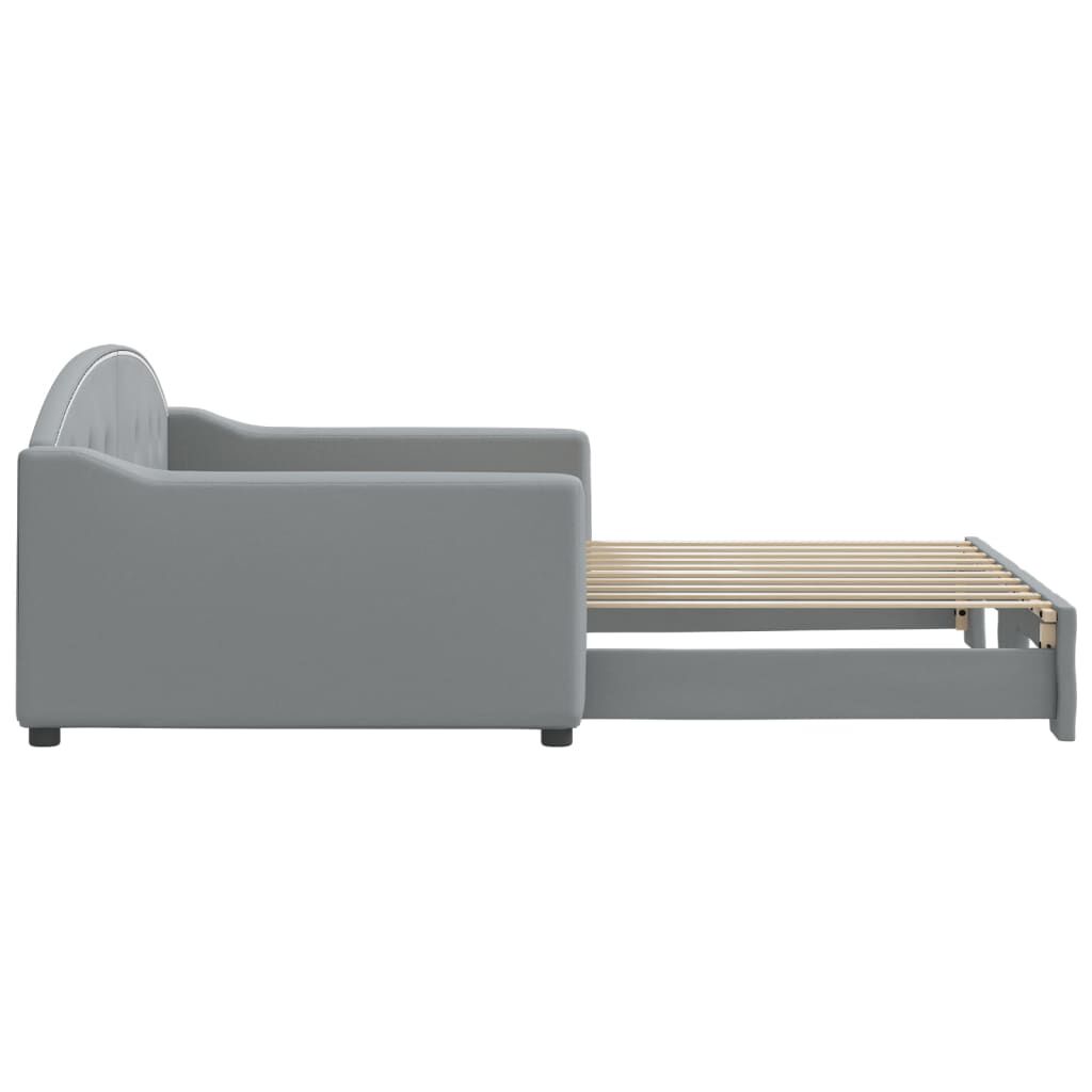 vidaXL Daybed with Trundle without Mattress Light Grey 100x190 cm