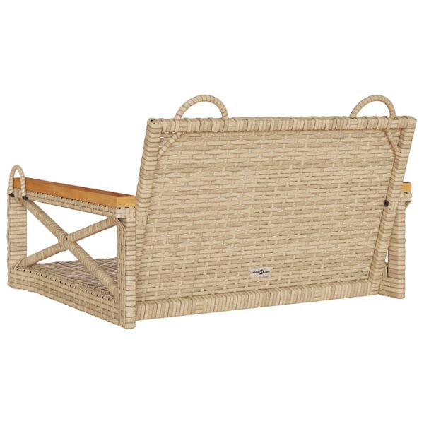 vidaXL Swing Bench Beige 63x62x40 cm Poly Rattan