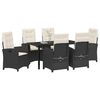 vidaXL Garden Dining Set with Cushion 7 pcs Black Poly Rattan