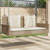 vidaXL Swing Bench with Cushions Beige 119x56x48 cm Poly Rattan