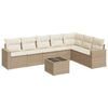 vidaXL 8 Piece Garden Sofa Set with Cushions Beige Poly Rattan