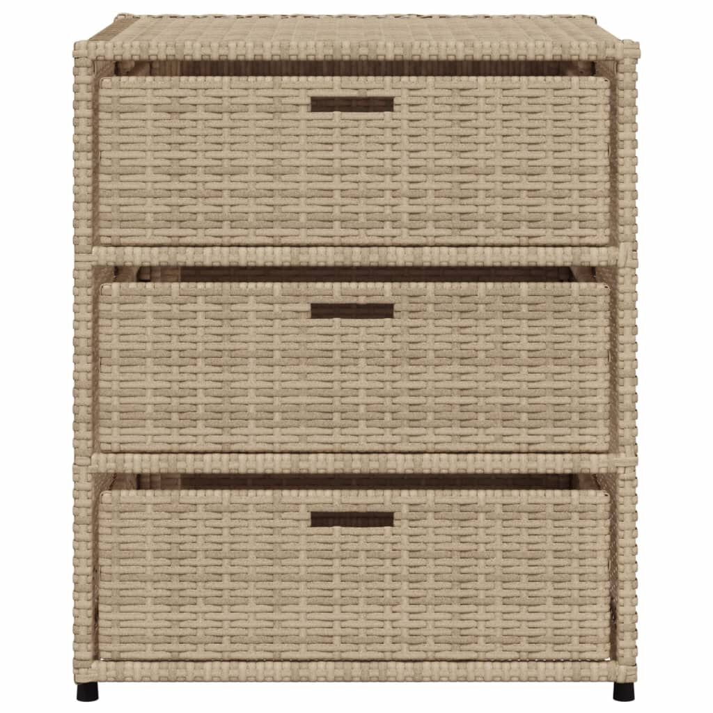 vidaXL Garden Storage Cabinet Beige 55x59x69 cm Poly Rattan