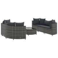 vidaXL 7 Piece Garden Sofa Set with Cushions Grey Poly Rattan