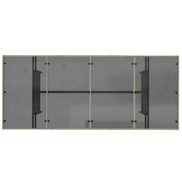 vidaXL Garden Table with Glass Top Beige 190x80x74 cm Poly Rattan