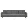 vidaXL 2-Seater Sofa Bed with Two Pillows Dark Grey Velvet