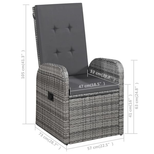vidaXL 7 Piece Garden Dining Set Grey