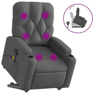 vidaXL Stand up Massage Recliner Chair Dark Grey Fabric
