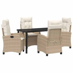 vidaXL Garden Dining Set with Cushion 5 pcs Beige Poly Rattan