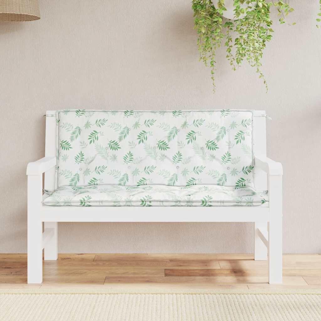 vidaXL Garden Bench Cushions 2pcs Leaf Pattern 120x50x7cm Fabric