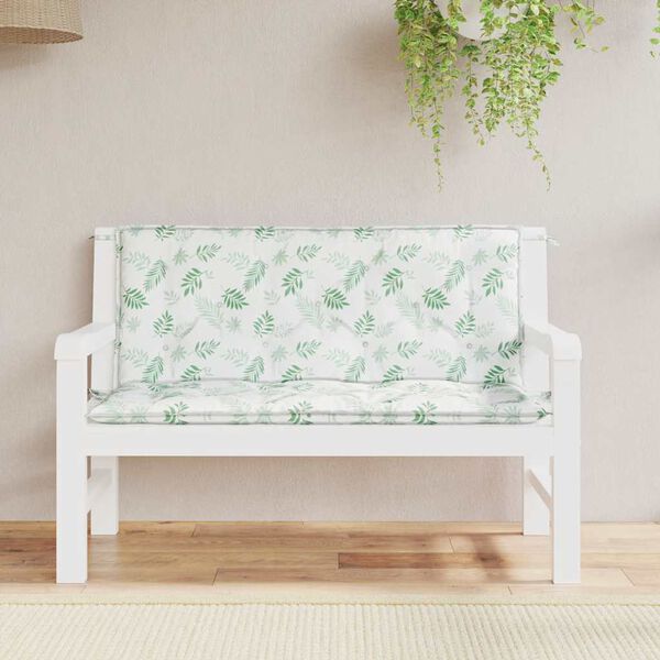 vidaXL Garden Bench Cushions 2pcs Leaf Pattern 120x50x7cm Fabric