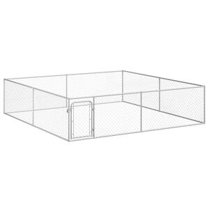 vidaXL Outdoor Dog Kennel Galvanised Steel 4x4x1 m
