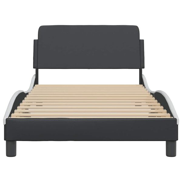 vidaXL Bed Frame "Dover" Black and White 100x190 cm Faux Leather