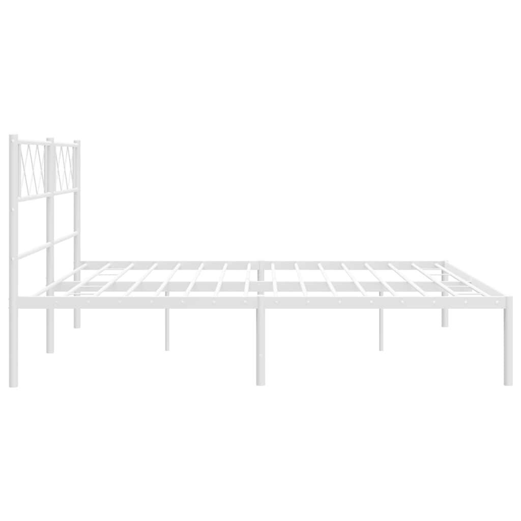 vidaXL Metal Bed Frame without Mattress with Headboard White 183x213cm