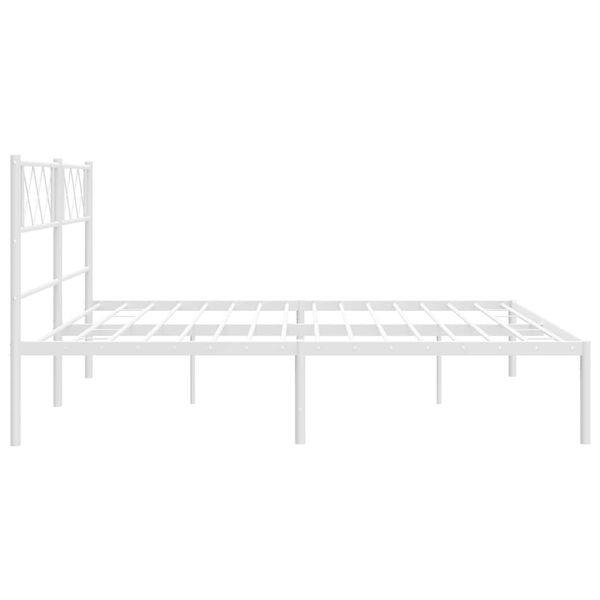 vidaXL Metal Bed Frame without Mattress with Headboard White 183x213cm
