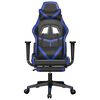 vidaXL Gaming Chair with Footrest Black and Blue Faux Leather