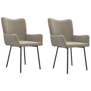 vidaXL Dining Chairs 2 pcs Light Grey Velvet