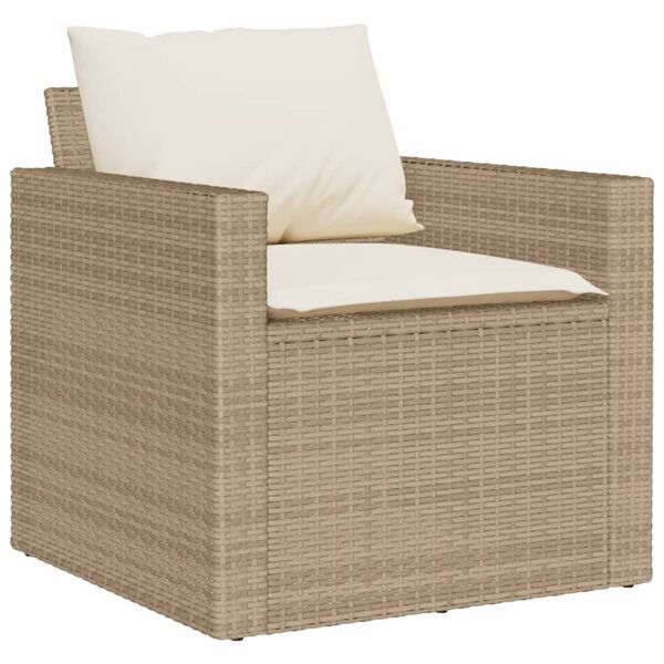 vidaXL 6 Piece Garden Sofa Set with Cushions Beige Poly Rattan
