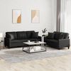 vidaXL 2 Piece Sofa Set with Pillows Black Faux Leather