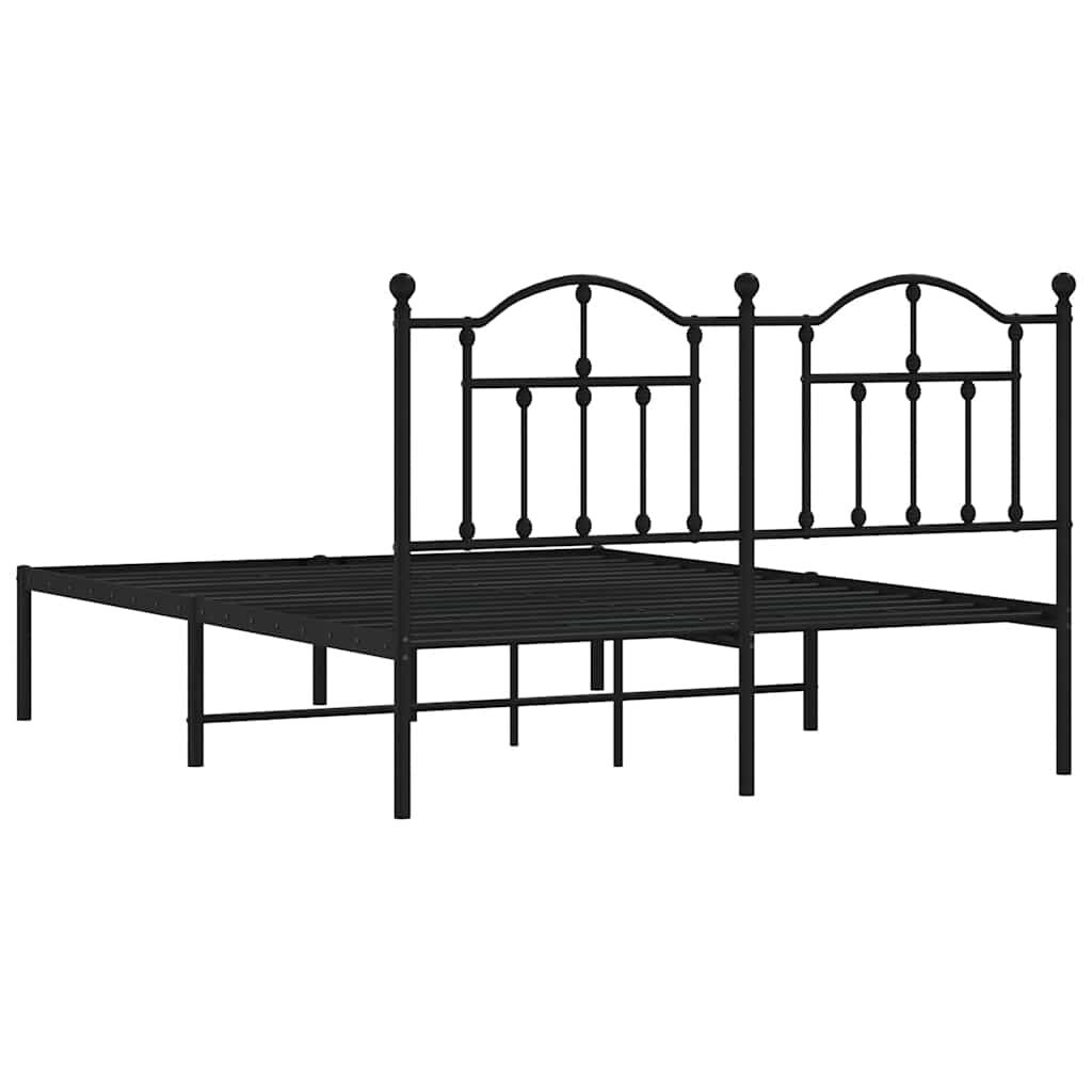 vidaXL Metal Bed Frame without Mattress with Headboard Black 150x200cm