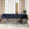 vidaXL Garden Sofa Set with Cushion 7 pcs Grey Poly Rattan