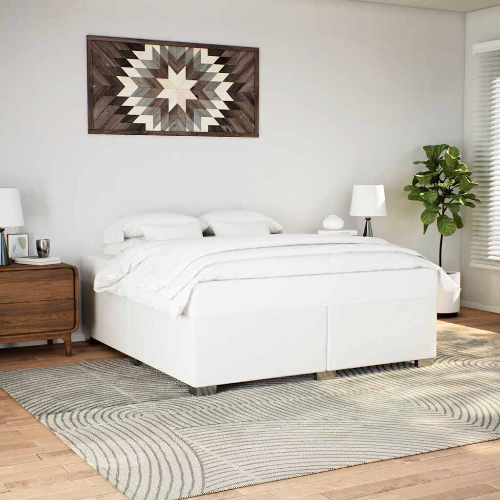 vidaXL Bed Frame without Mattress White King Faux Leather