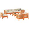 vidaXL 9 Piece Garden Sofa Set with Cushions Wax Brown Solid Wood Pine