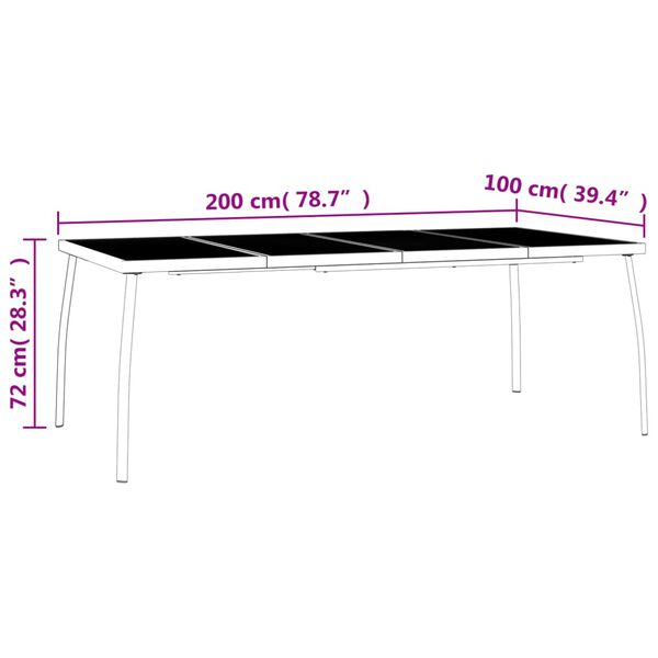 vidaXL Garden Table Anthracite 200x100x72 cm Steel Mesh