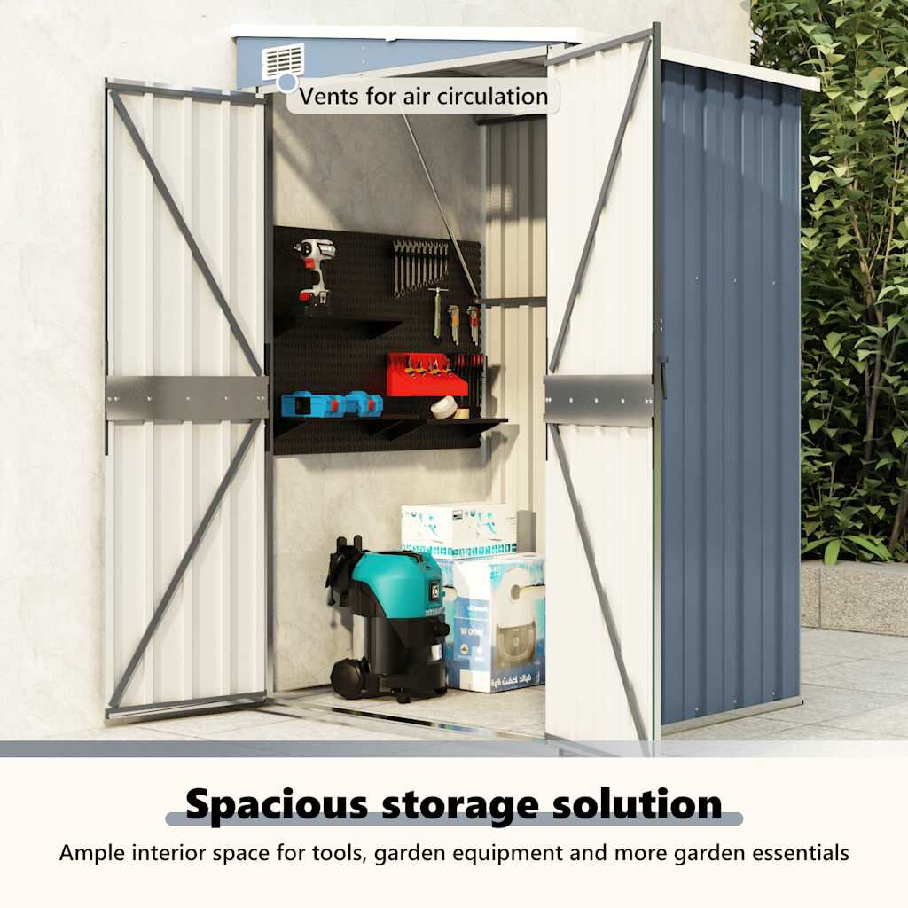 vidaXL Wall-mounted Garden Shed Grey 118x100x178 cm Galvanised Steel