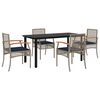 vidaXL 5 Piece Garden Dining Set with Cushions Grey Poly Rattan