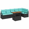 vidaXL Garden Sofa Set with Storage 7 pcs Black Poly rattan