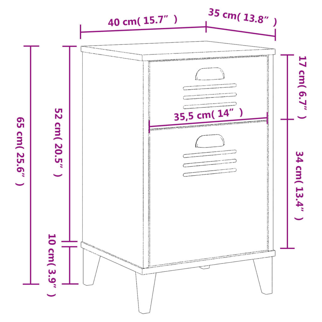 vidaXL Bedside Cabinet VIKEN Black Engineered Wood