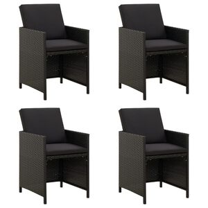 vidaXL Garden Chairs with Cushions 4 pcs Poly Rattan Black
