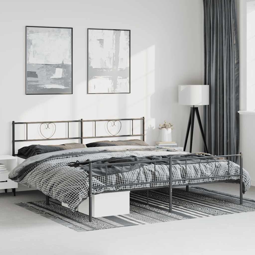 vidaXL Metal Bed Frame without Mattress with Footboard Black 193x203cm