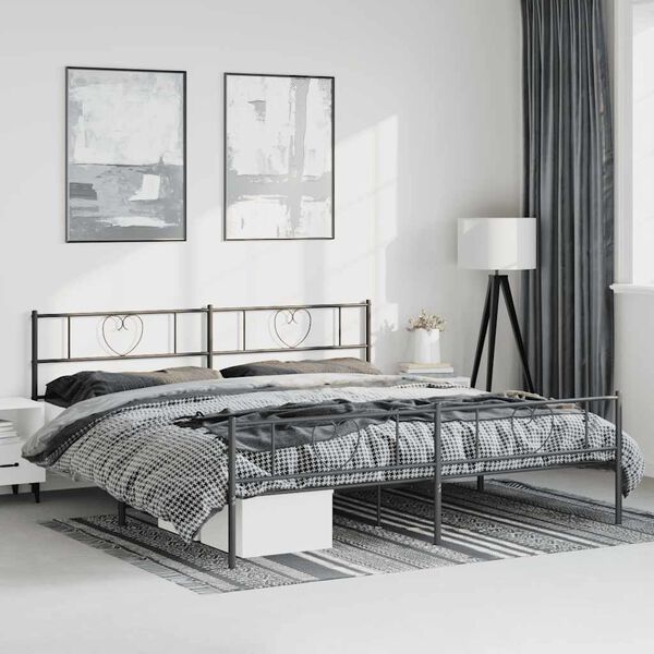 vidaXL Metal Bed Frame without Mattress with Footboard Black 193x203cm