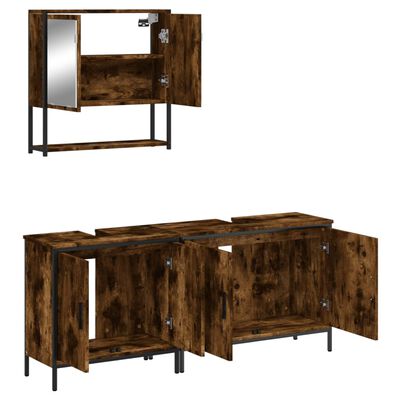 vidaXL 3 Piece Bathroom Furniture Set Smoked Oak Engineered Wood