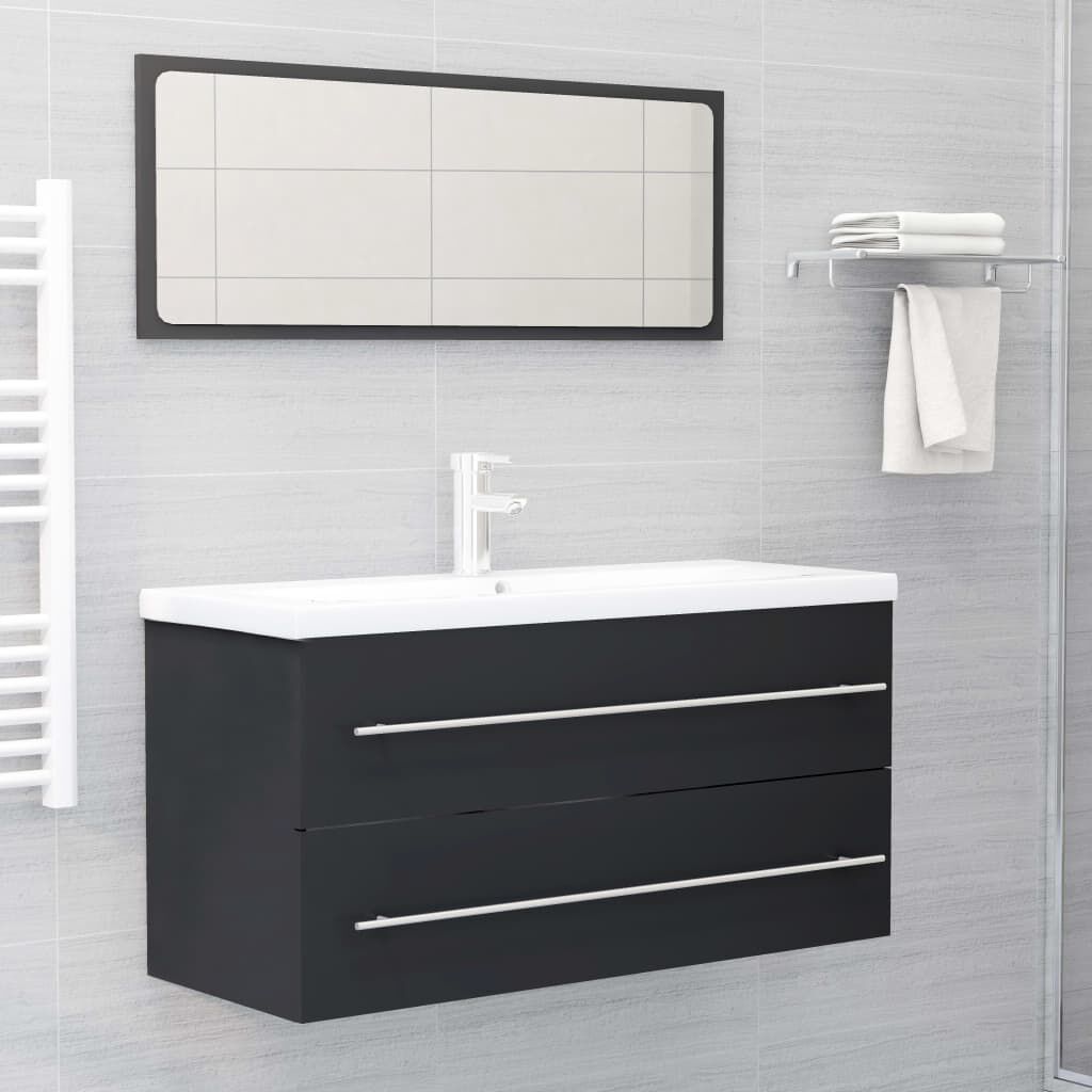 vidaXL 2 Piece Bathroom Furniture Set Grey Engineered Wood