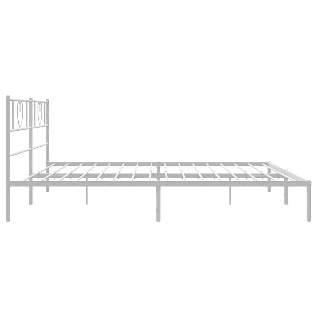 vidaXL Metal Bed Frame without Mattress with Headboard White 183x213cm