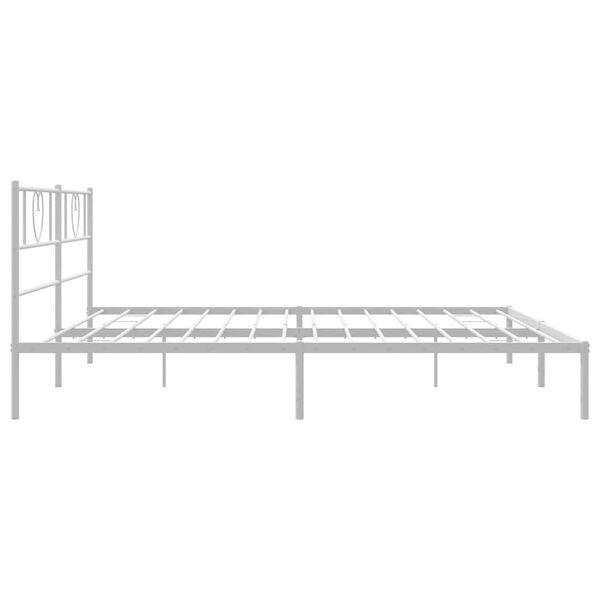 vidaXL Metal Bed Frame without Mattress with Headboard White 183x213cm