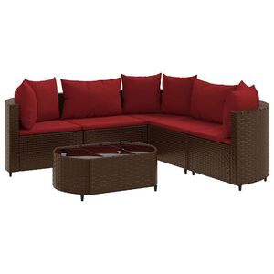 vidaXL 6 Piece Garden Sofa Set with Cushions Brown Poly Rattan