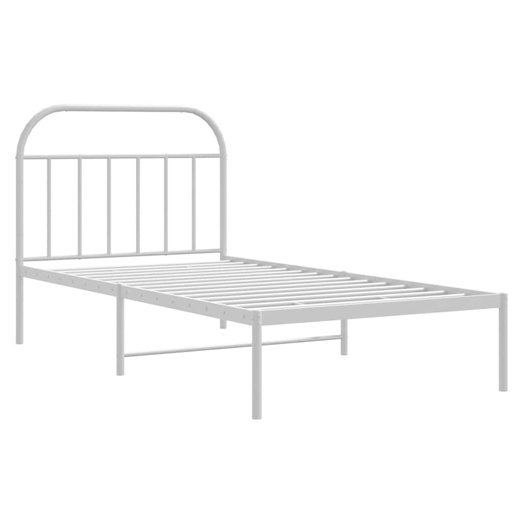 vidaXL Metal Bed Frame without Mattress with Headboard White 100x200cm