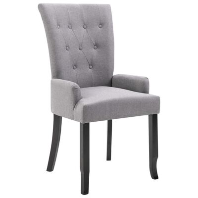vidaXL Dining Chair with Armrests Light Grey Fabric